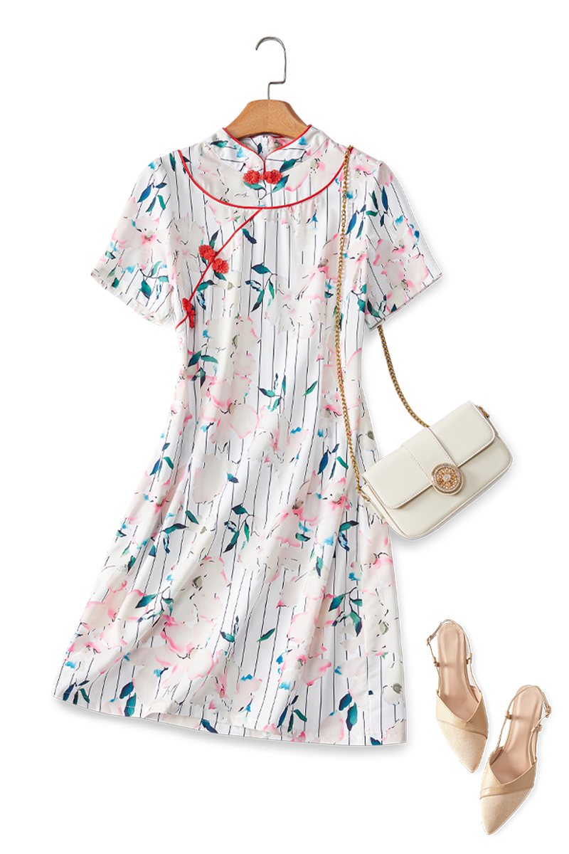 Adie Plus Size White Floral Cheongsam