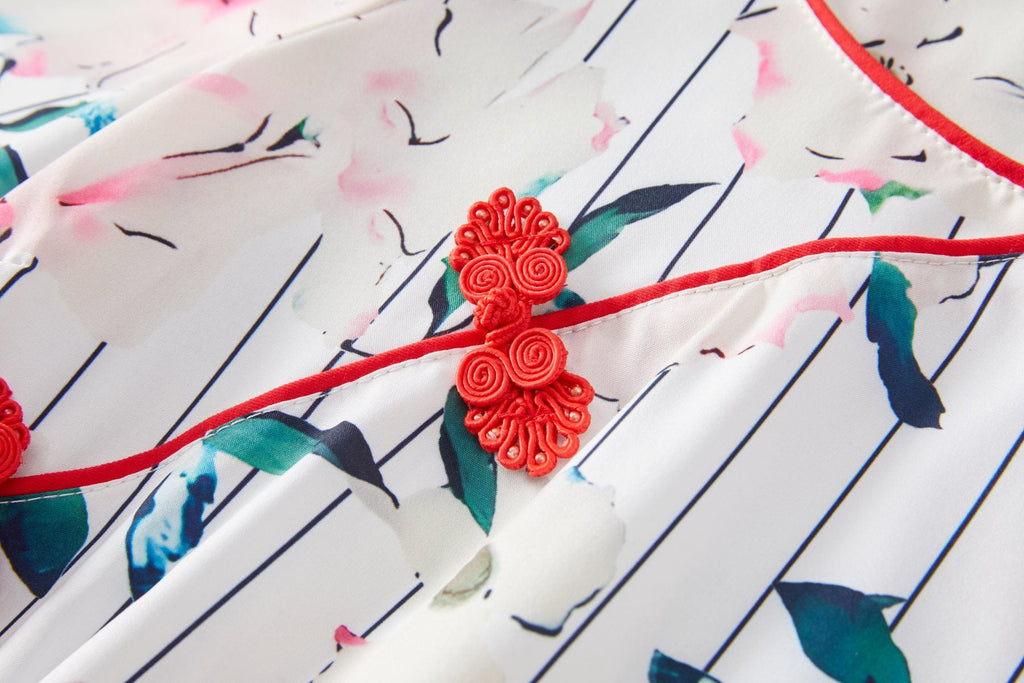 Adie Plus Size White Floral Cheongsam