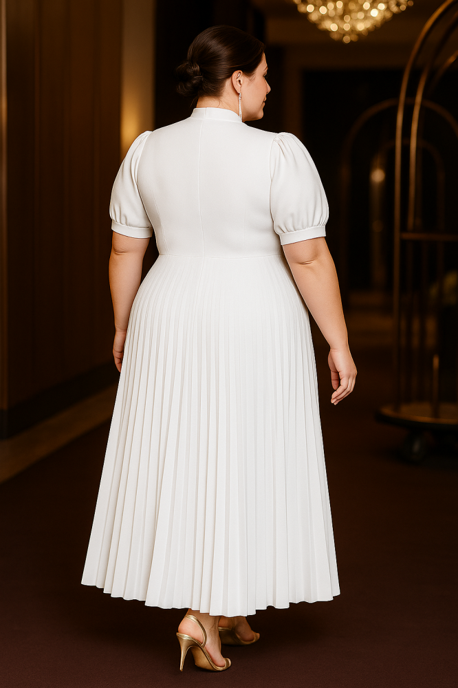 Celia Plus Size Short Sleeve Pleat Maxi Dress