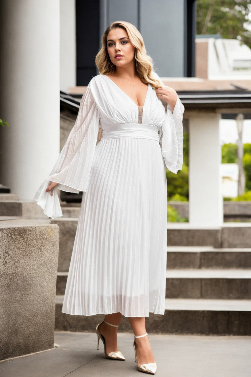 Kamila Plus Size Grecian Long Sleeve Dress