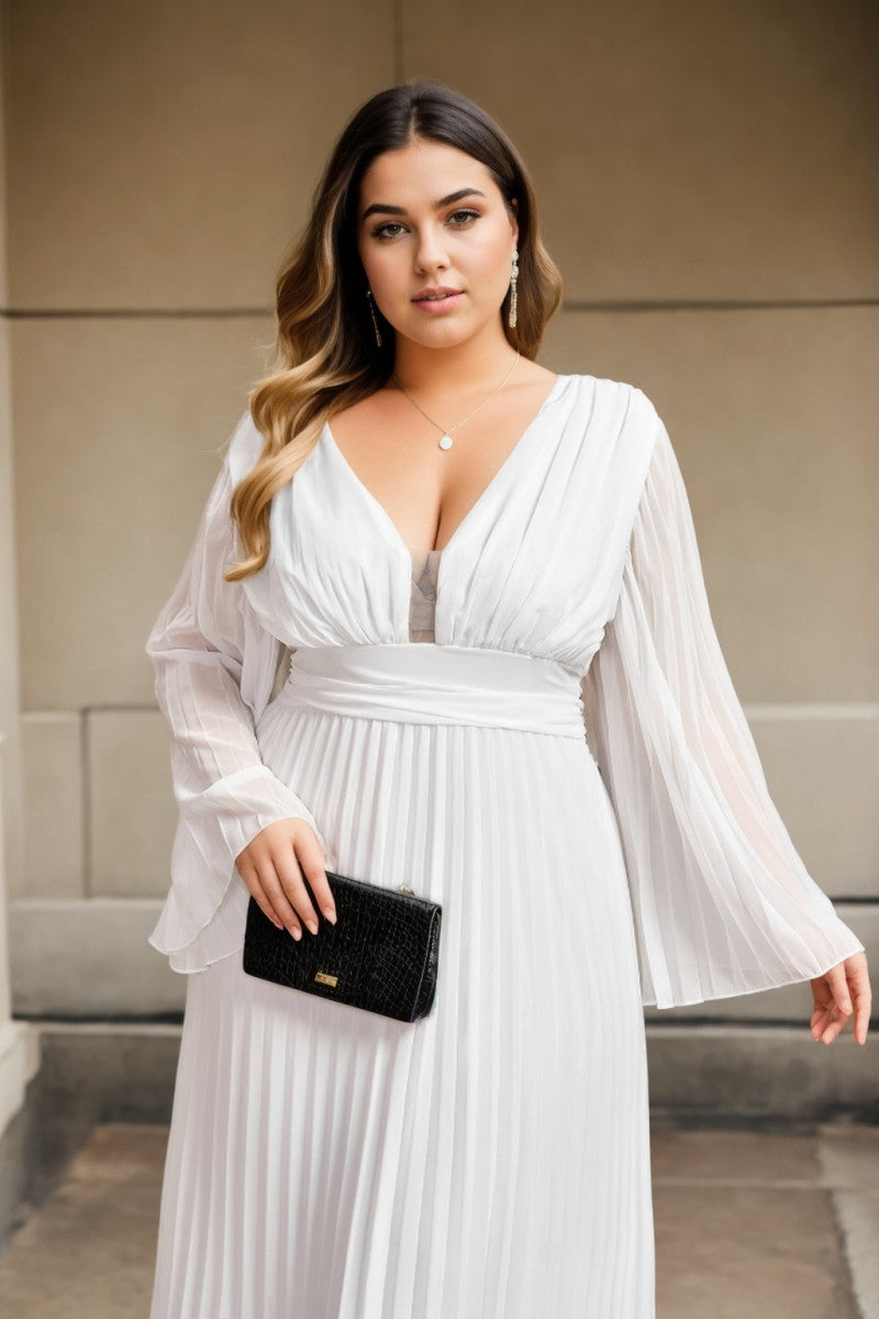 Kamila Plus Size Grecian Long Sleeve Dress