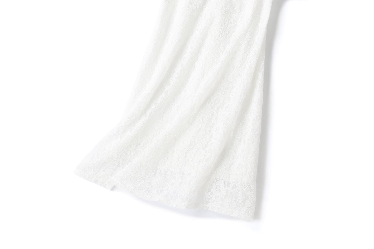 Dahlia Plus Size V Neck White Lace Dress