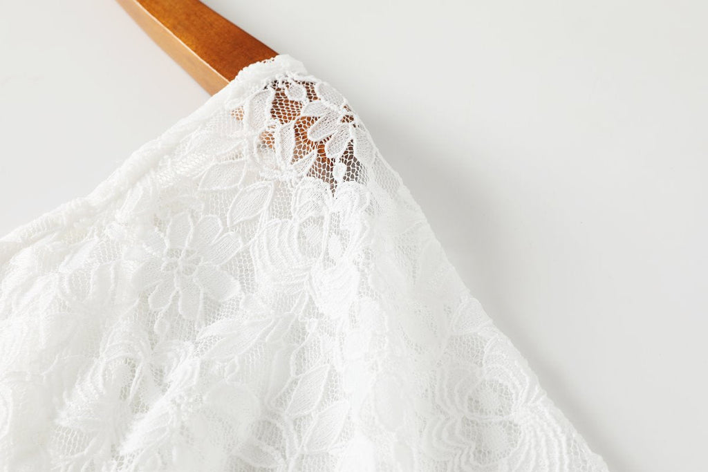 Dahlia Plus Size V Neck White Lace Dress