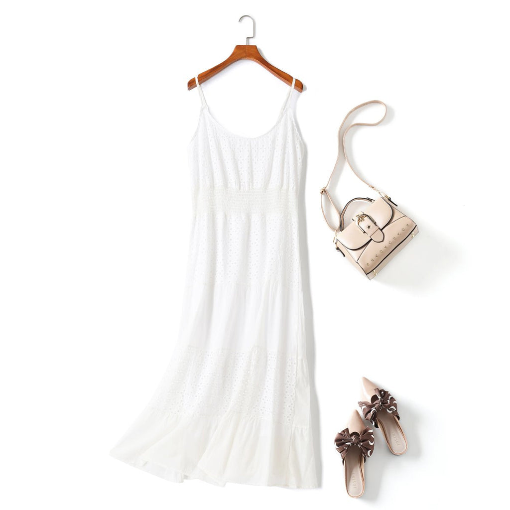 Gwyn Plus Size White Lace Maxi Dress - Casual Wedding Guest