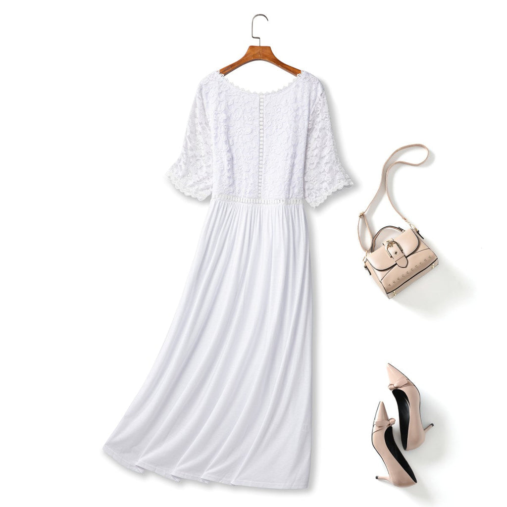 Plus Size White Short Sleeve Maxi Dress