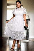 Alianna Plus Size White Lace Cocktail Dress