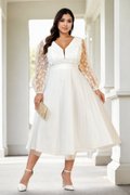 Brodie Plus Size White Long Sleeve Party Dress