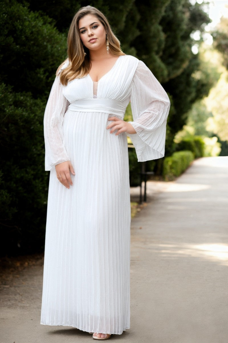 Anastasia Plus Size Grecian Pleated Evening Dress