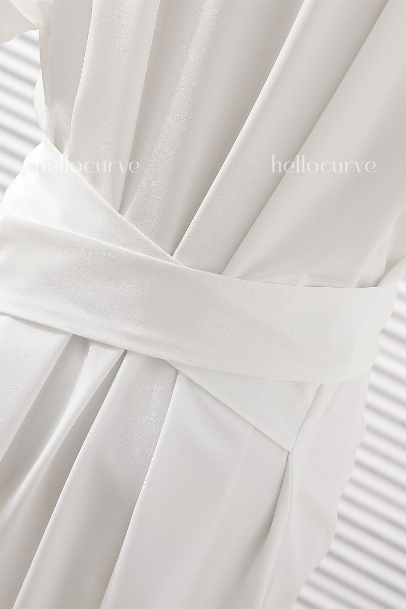 Halle Plus Size White Midi Shirt Dress