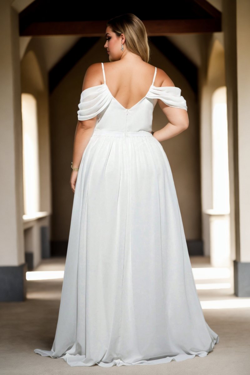 Fiona Plus Size White Off Shoulder Formal Dress