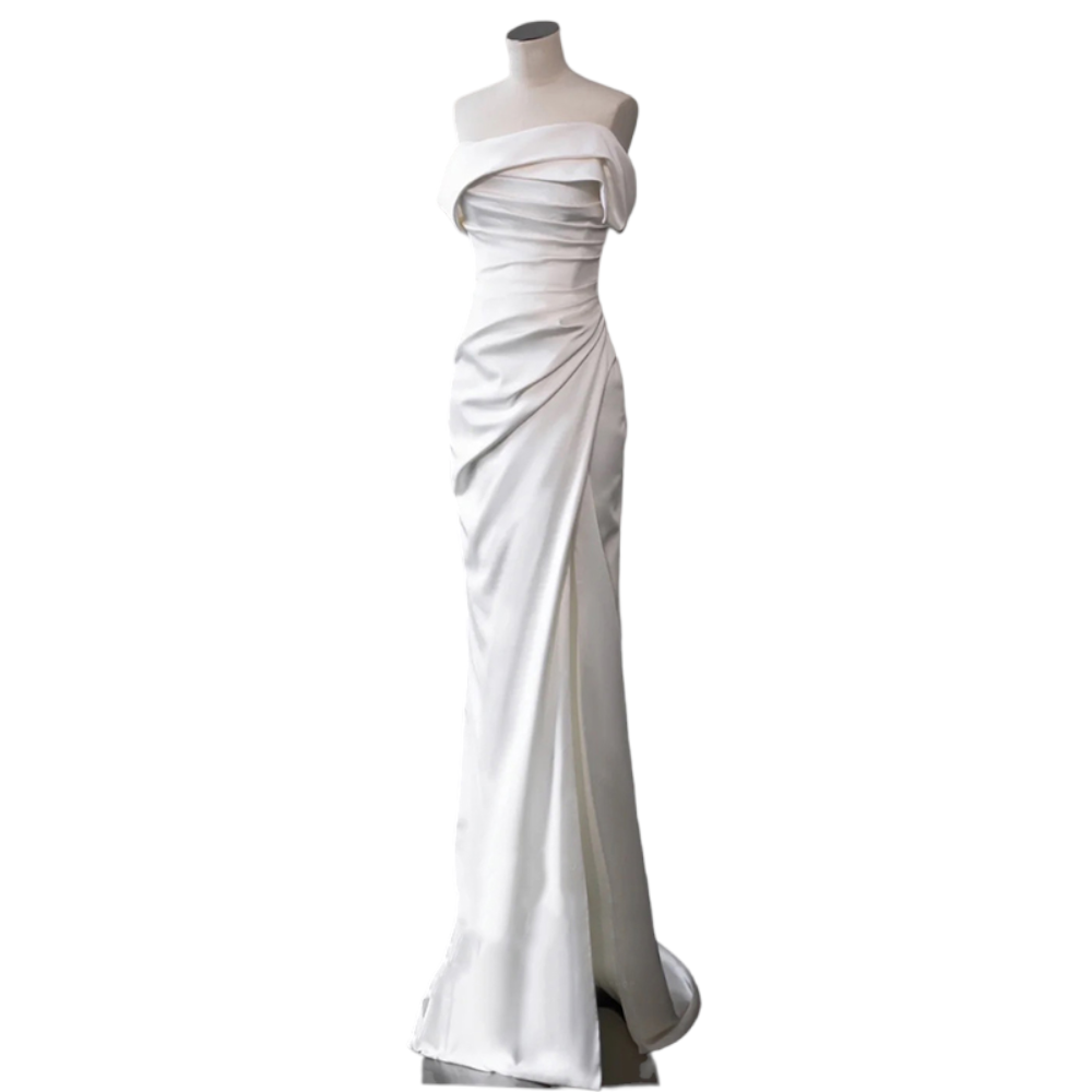 Plus Size White Off Shoulder Maxi Gown