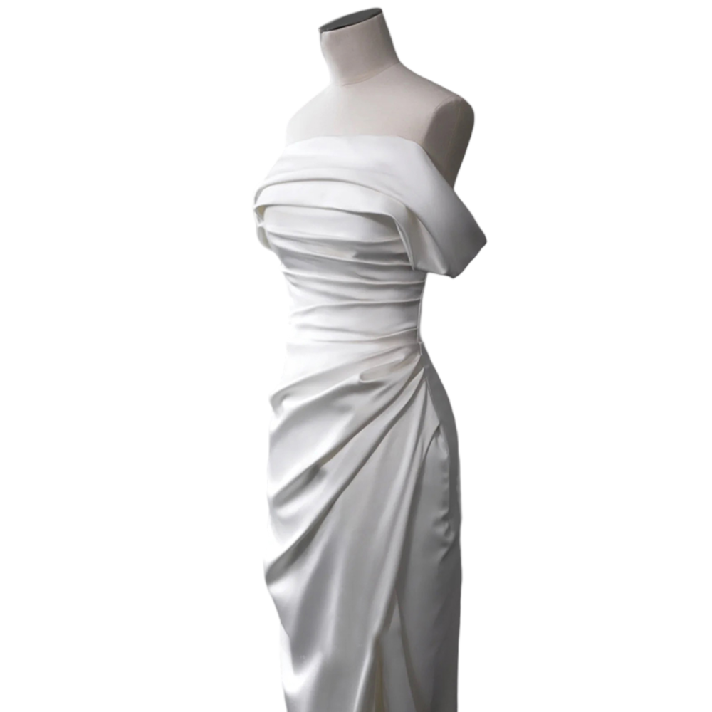 Plus Size White Off Shoulder Maxi Gown