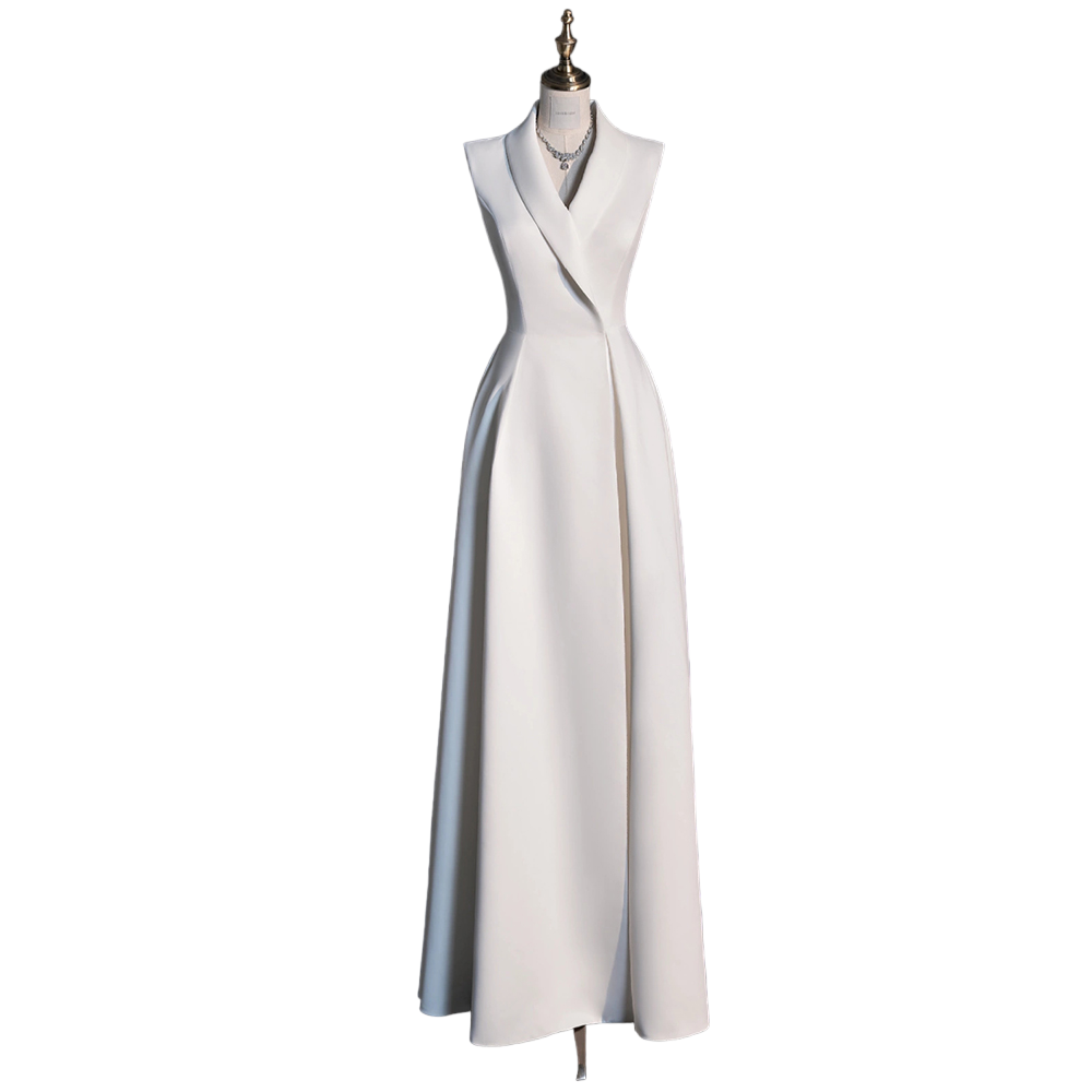 Plus Size White Semi Formal Tuxedo Dress