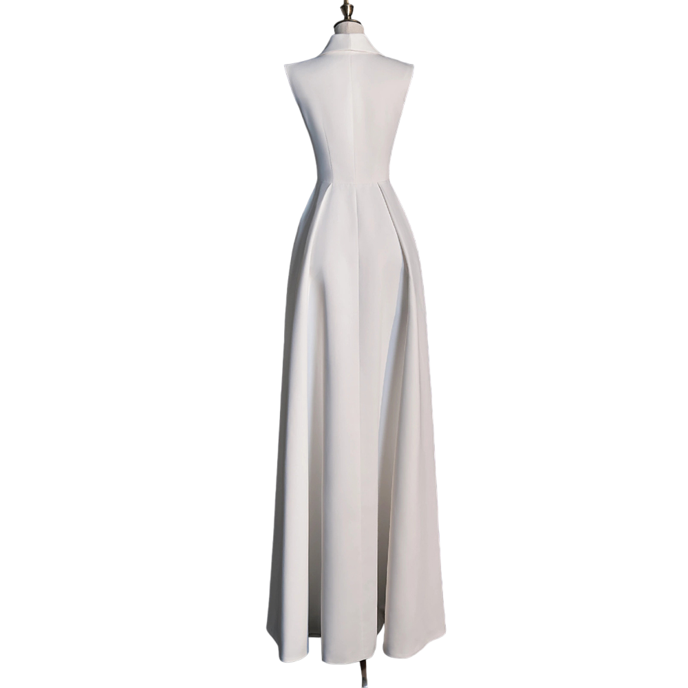 Plus Size White Semi Formal Tuxedo Dress