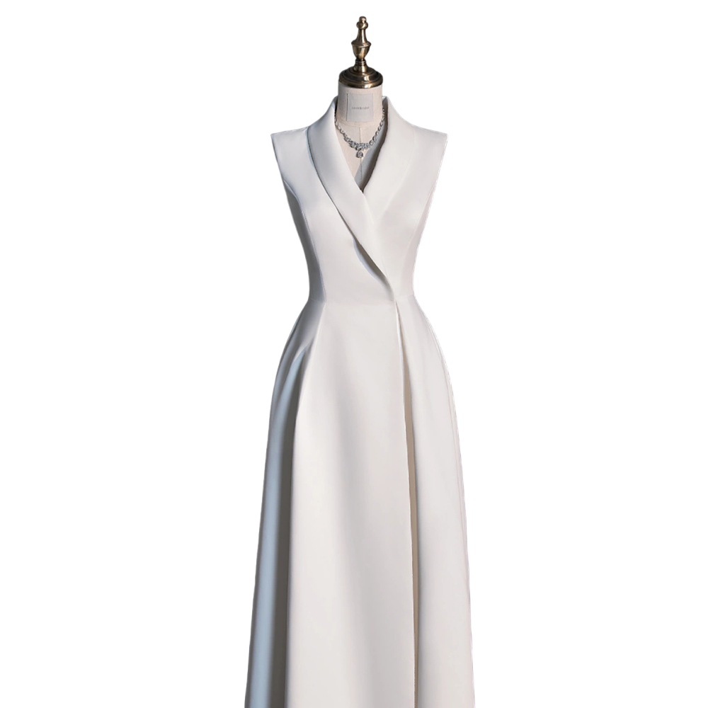 Plus Size White Semi Formal Tuxedo Dress
