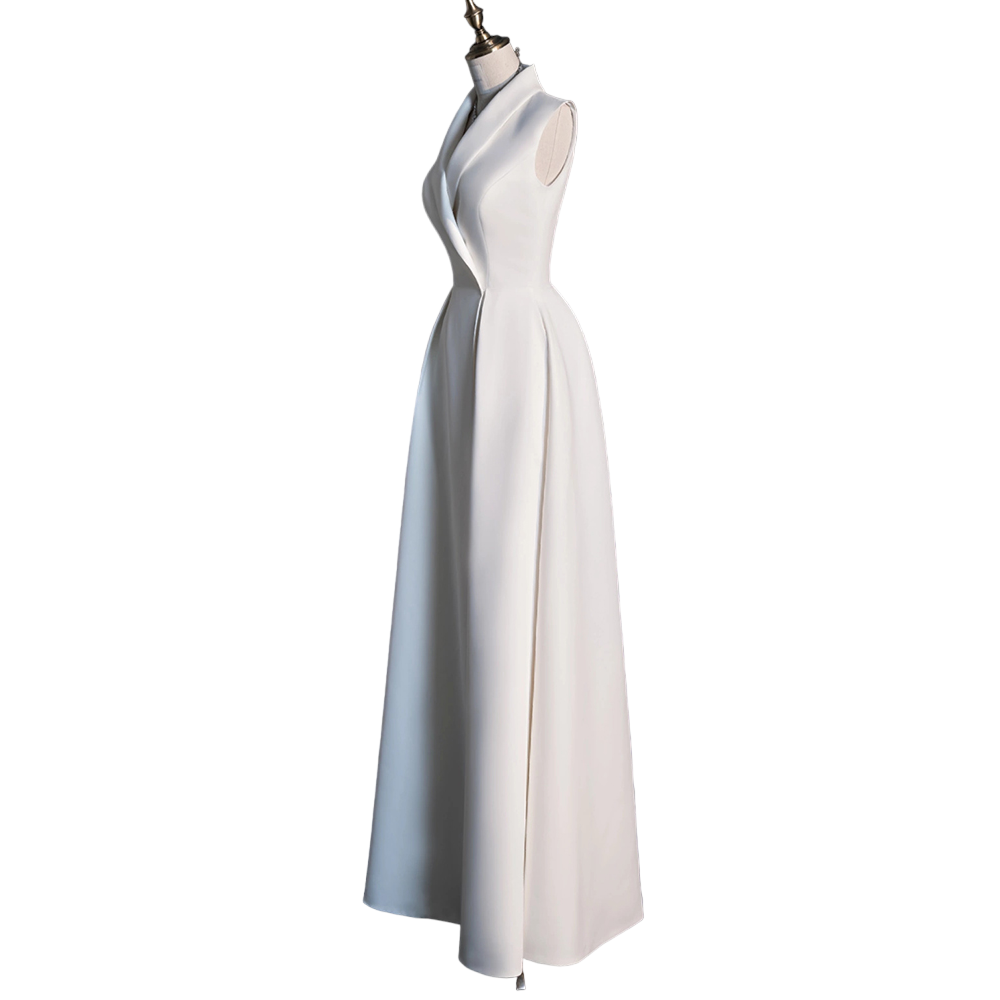 Plus Size White Semi Formal Tuxedo Dress