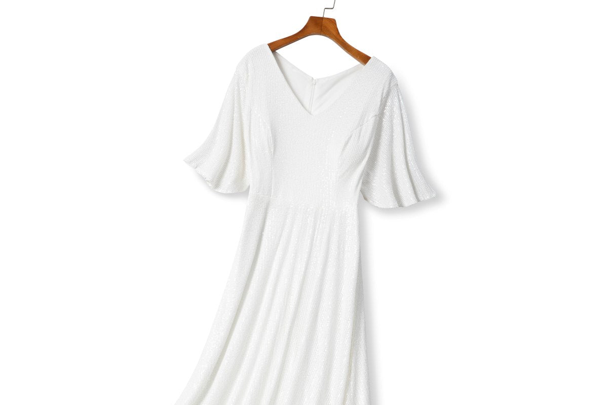 Plus Size White Short Sleeve Maxi Dress
