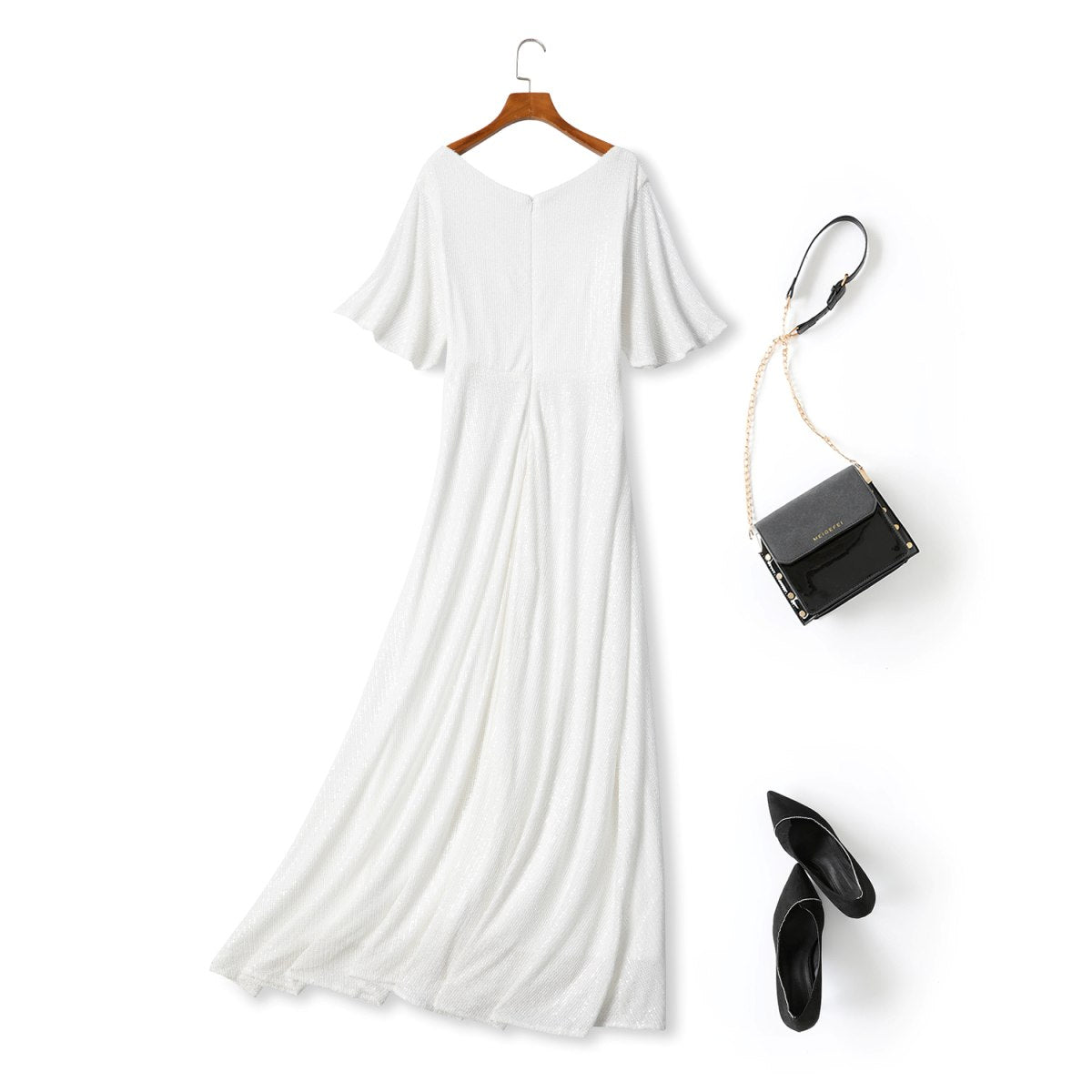 Plus Size White Short Sleeve Maxi Dress