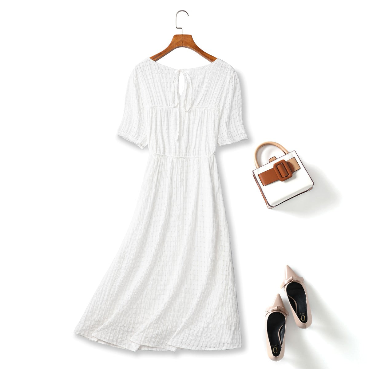 Carla Plus Size White V Neck Dress