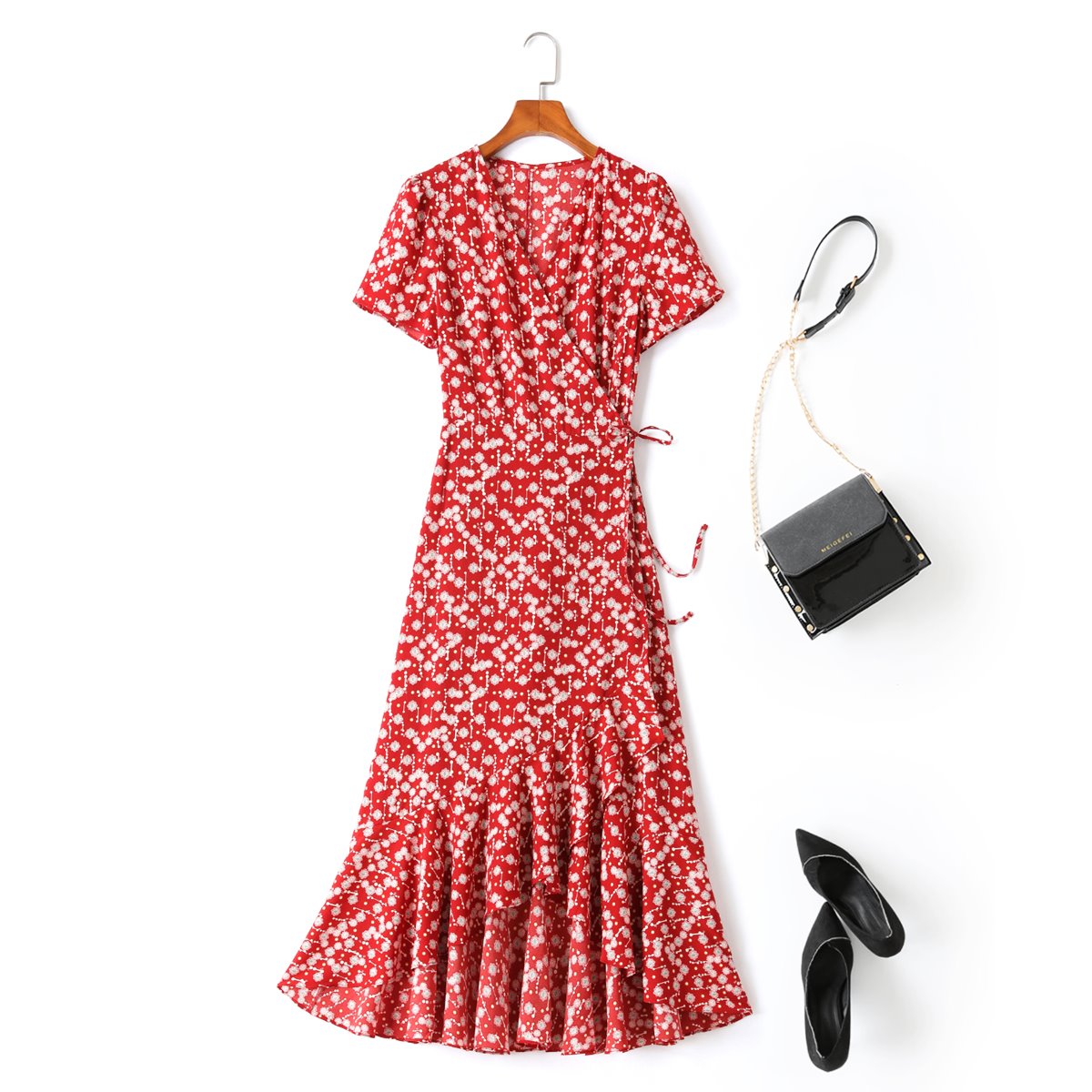 Karina Plus Size Red Boho Wrap Maxi Dress