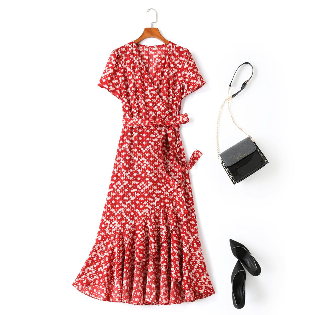 Karina Plus Size Red Boho Wrap Maxi Dress