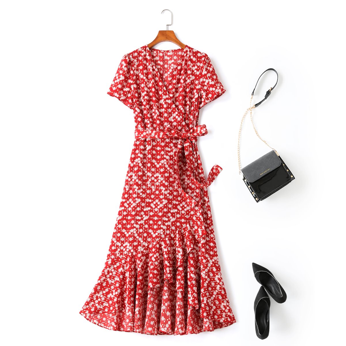Karina Plus Size Red Boho Wrap Maxi Dress