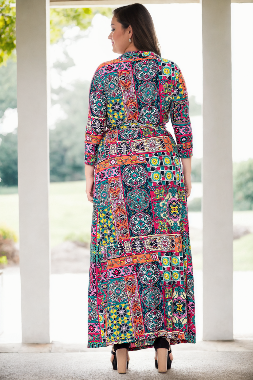 Myka Plus Size Boho Wrap Maxi Dress