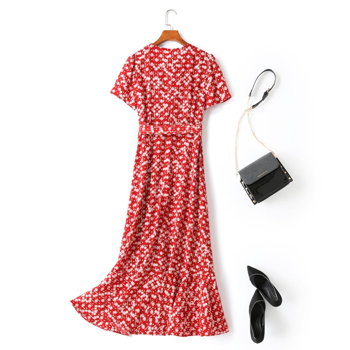 Karina Plus Size Red Boho Wrap Maxi Dress