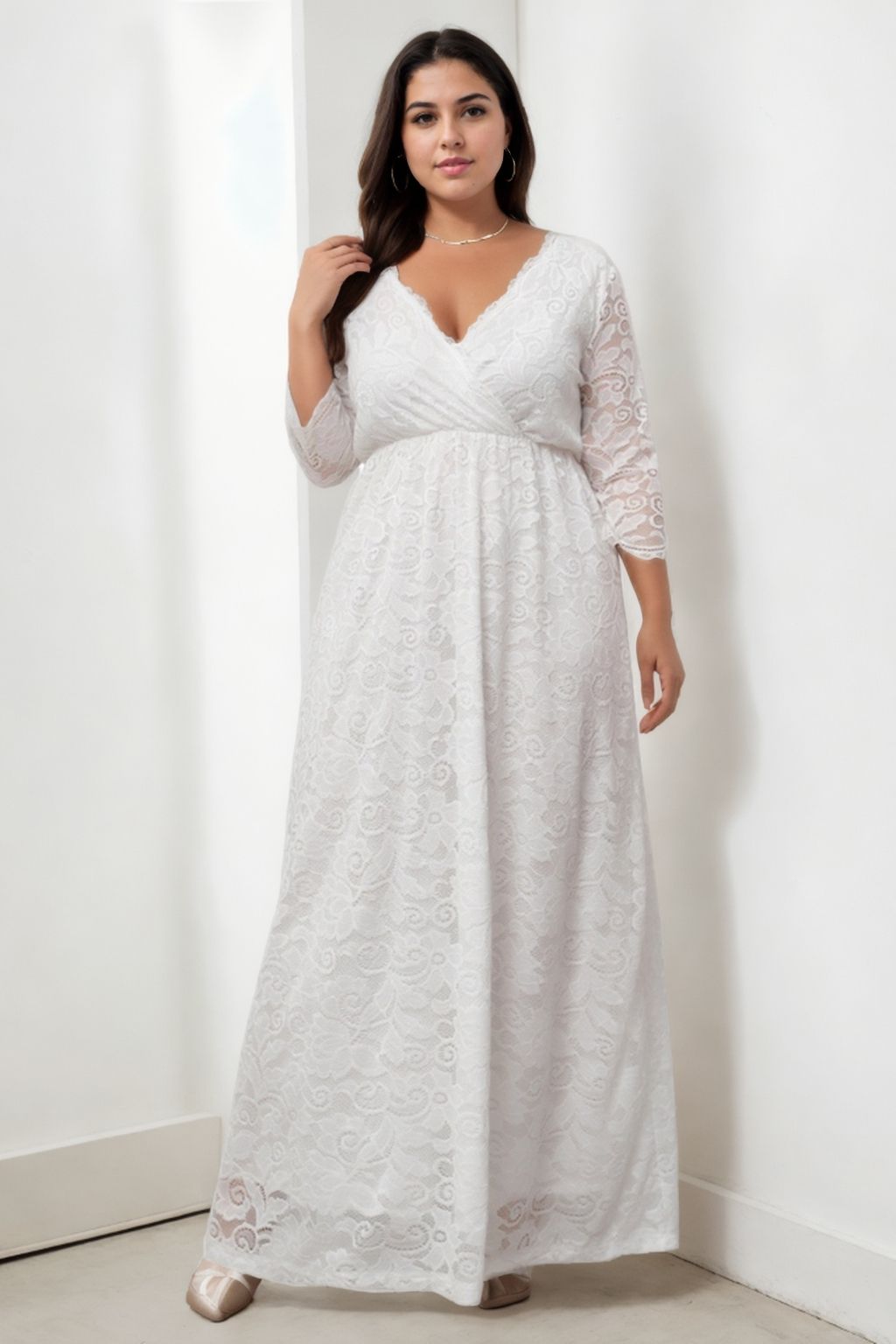 Giselle Plus Size Wrap Lace Maxi Dress