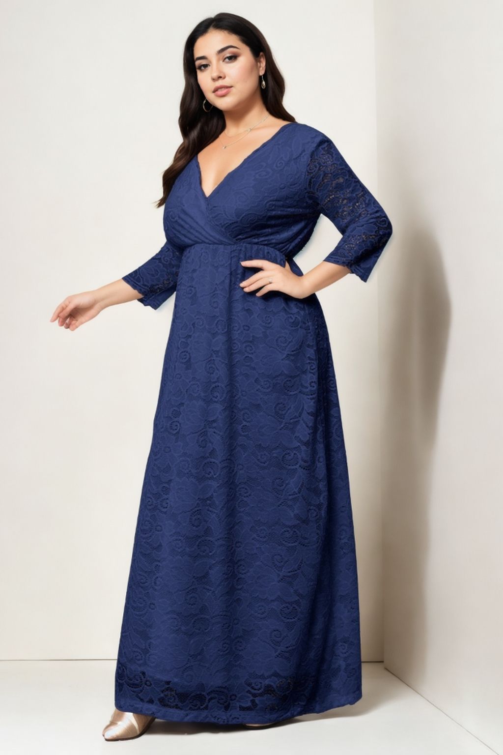 Giselle Plus Size Wrap Lace Maxi Dress