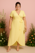 Aria Plus Size Wrap Short Sleeve Maxi Dress