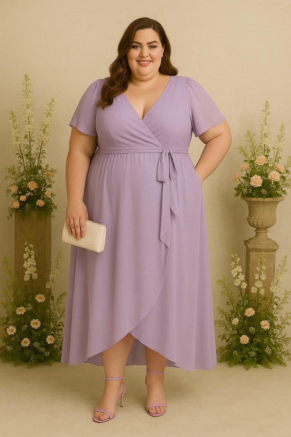 Aria Plus Size Wrap Short Sleeve Maxi Dress