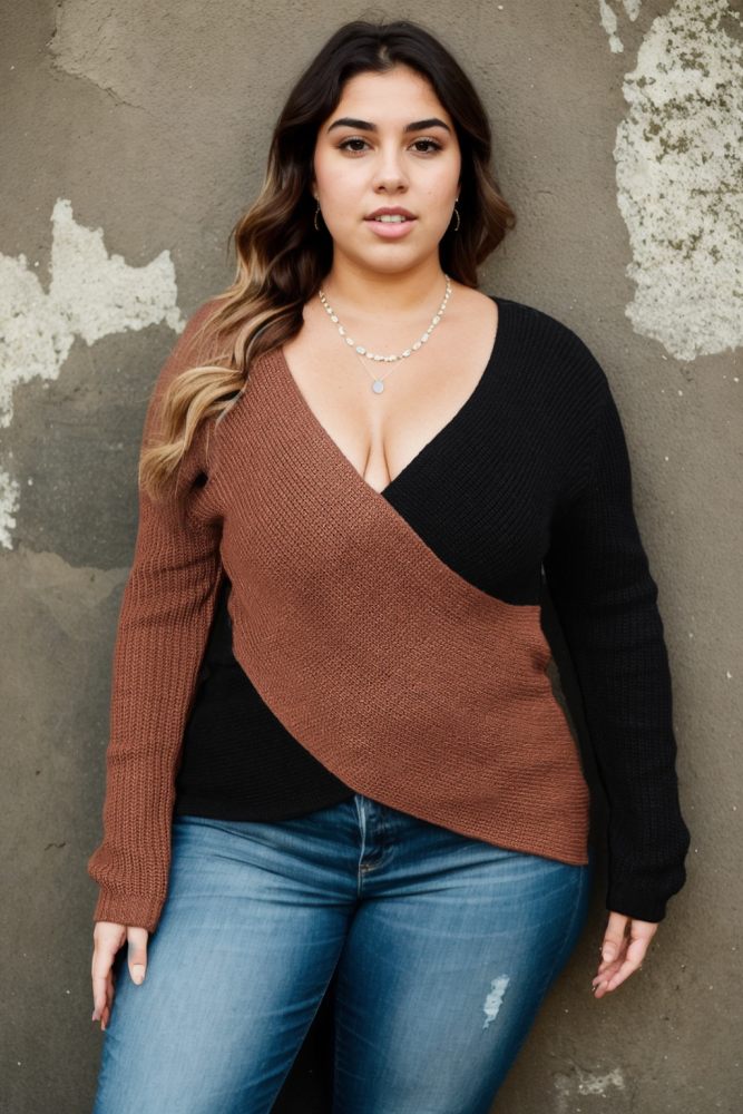 Noemi Plus Size Wrap V Neck Sweater