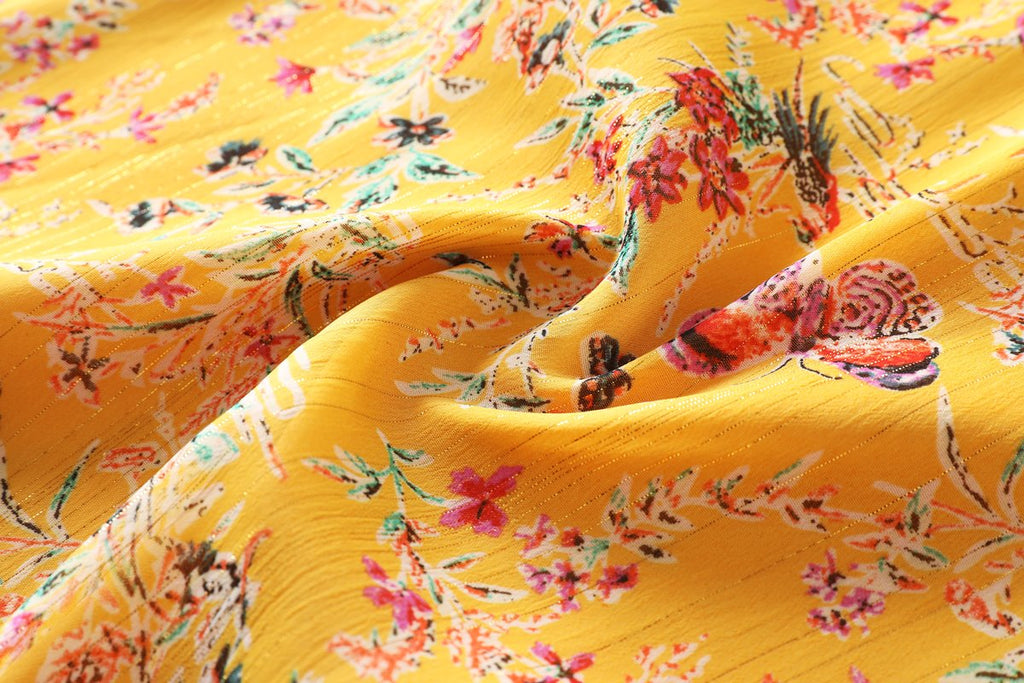 Edith Plus Size Yellow Butterfly Midi Dress