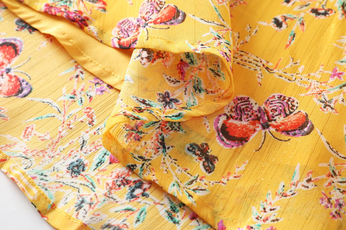 Edith Plus Size Yellow Butterfly Midi Dress