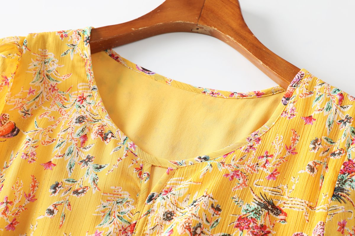 Edith Plus Size Yellow Butterfly Midi Dress