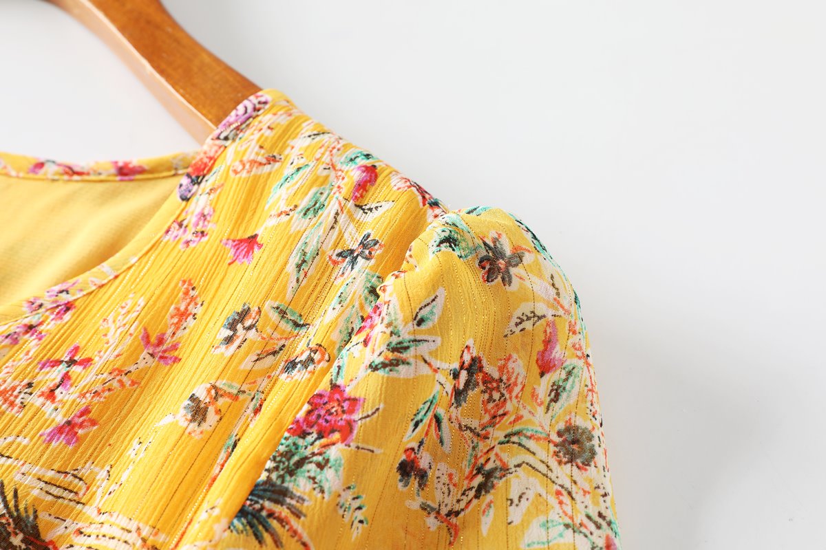 Edith Plus Size Yellow Butterfly Midi Dress