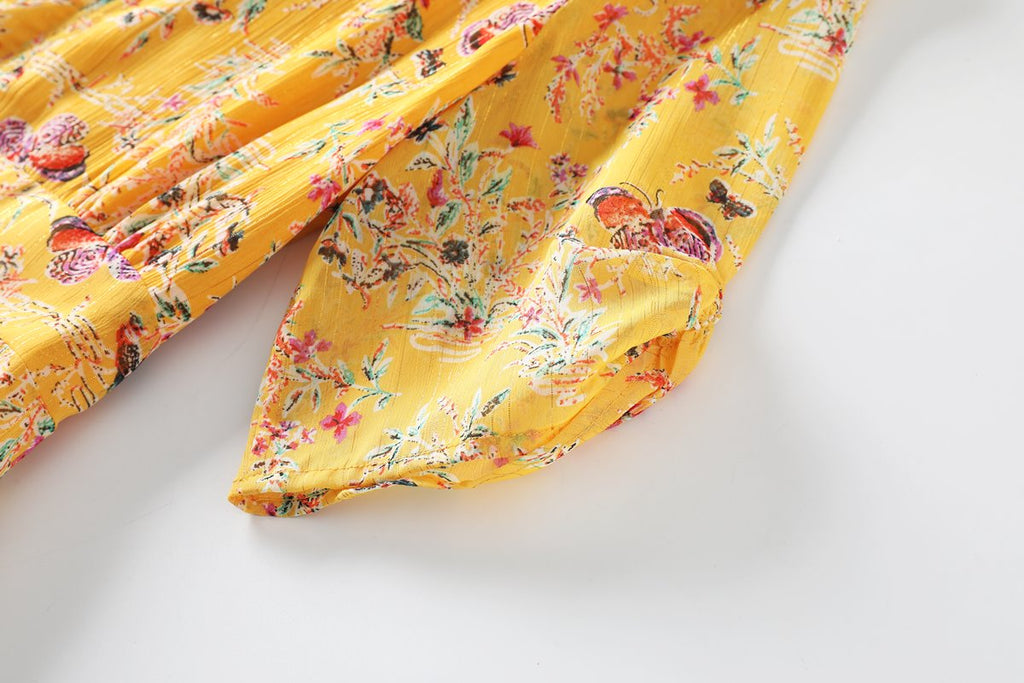 Edith Plus Size Yellow Butterfly Midi Dress
