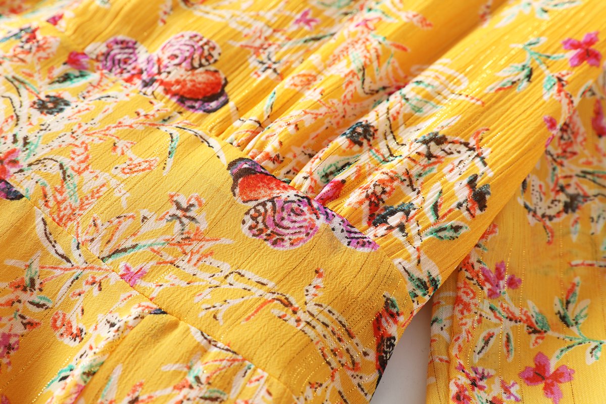 Edith Plus Size Yellow Butterfly Midi Dress