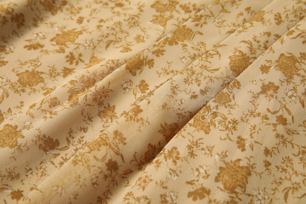 Plus Size Yellow Floral Long Sleeve Dress