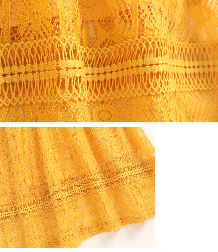 Plus Size Yellow Lace Dress