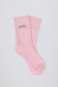 Ribbed Half-Crew Socks in Powder Pink