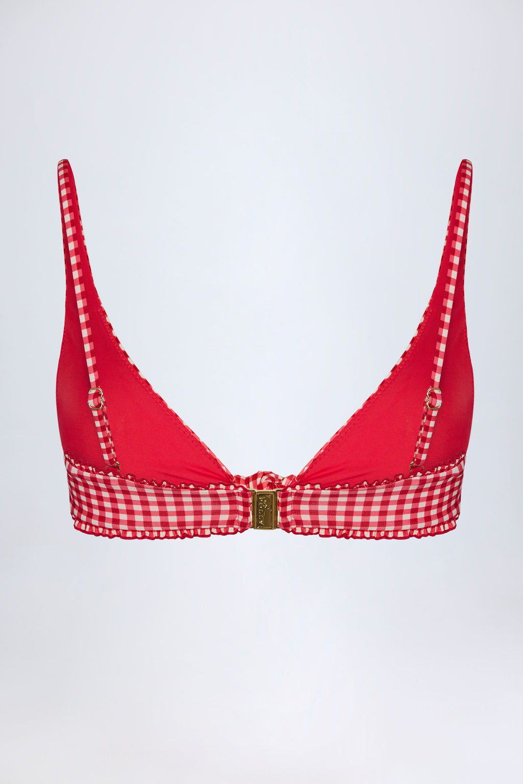 Knot-Detail Bikini Top in Red Gingham
