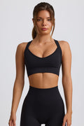 Super Sculpt Seamless Crossback Sports Bra in Black