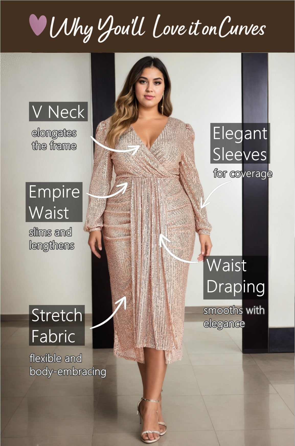Meline Plus Size Gold Champagne Cocktail Dress